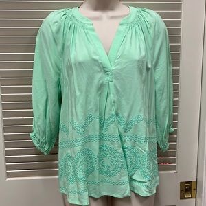Crown & Ivy Lime Embroidered Blouse